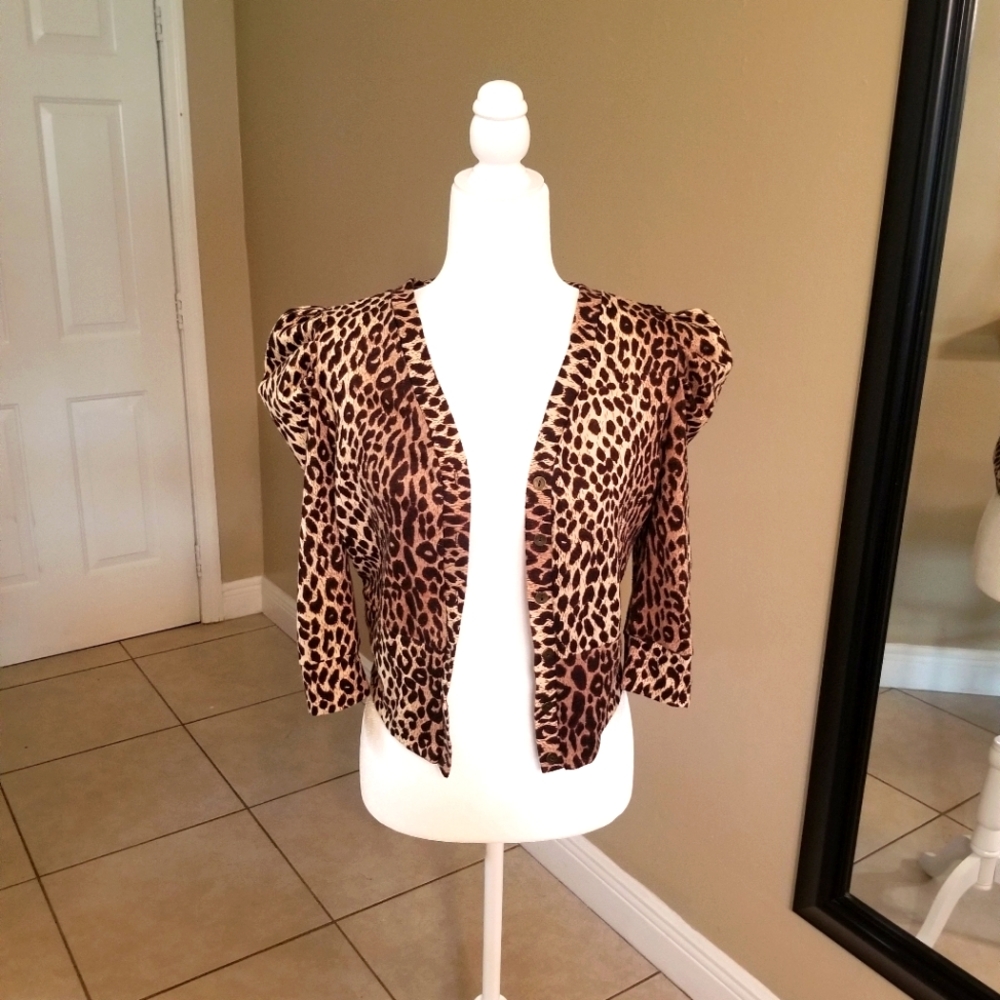 Leopard print cardigan or wear as blouse